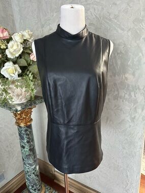 Sisley Black Faux Leather Shell Top